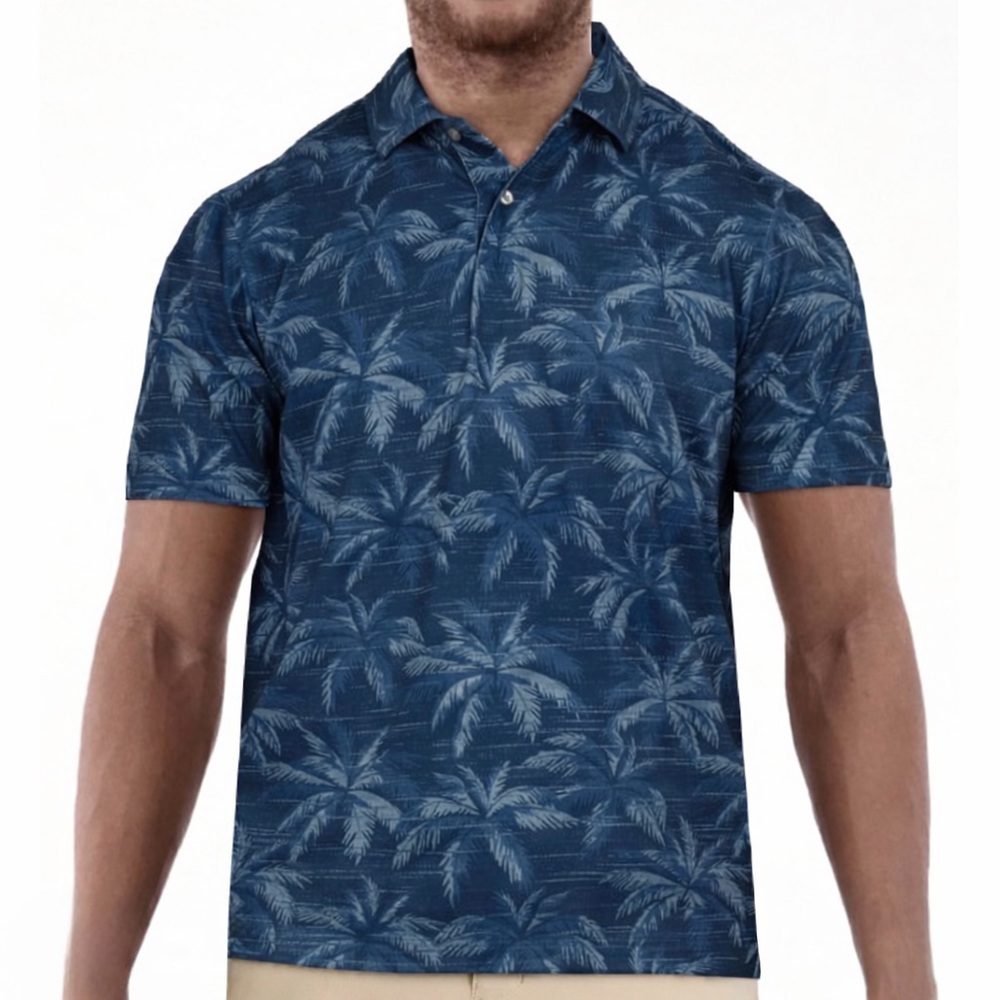 NWT Chaps Men's Blue Palm Print Shirt